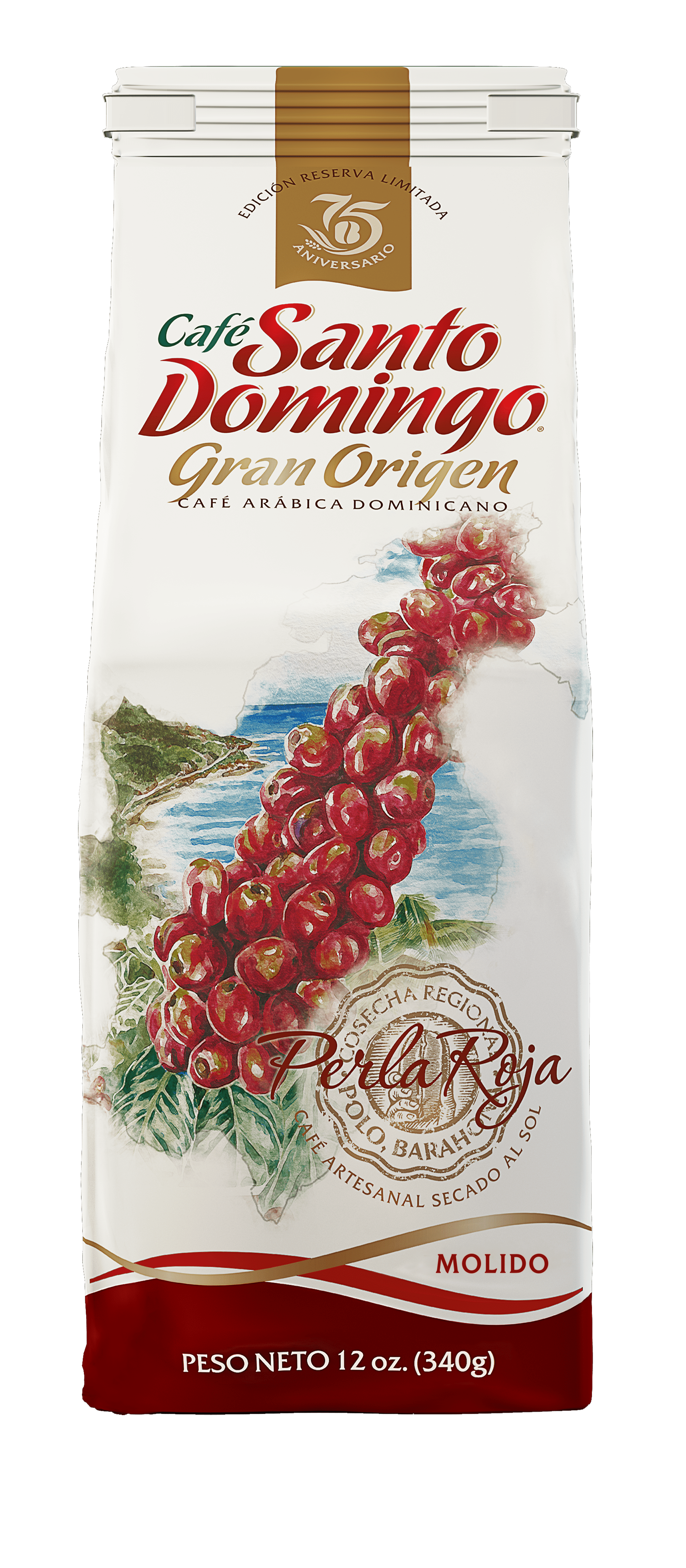 CAFÉ SANTO DOMINGO GRAN ORIGEN PERLA ROJA MOLIDO
